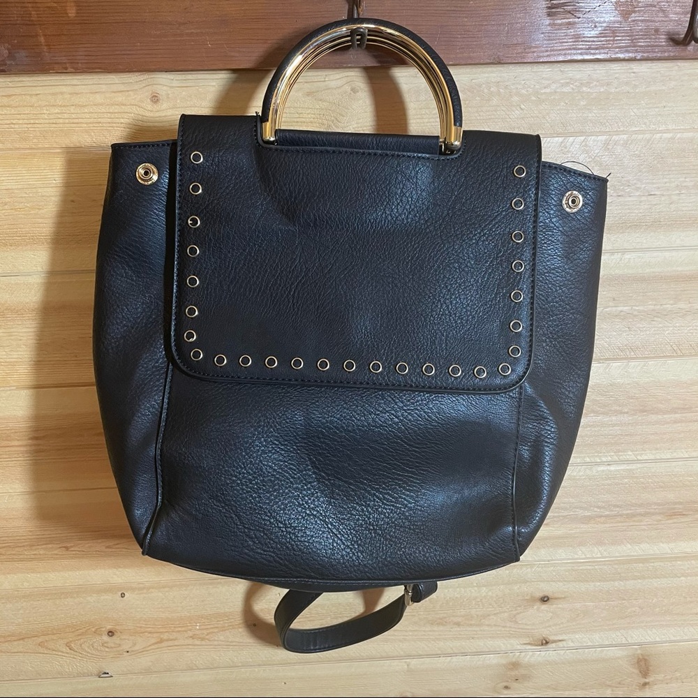 Black/gold backpack purse